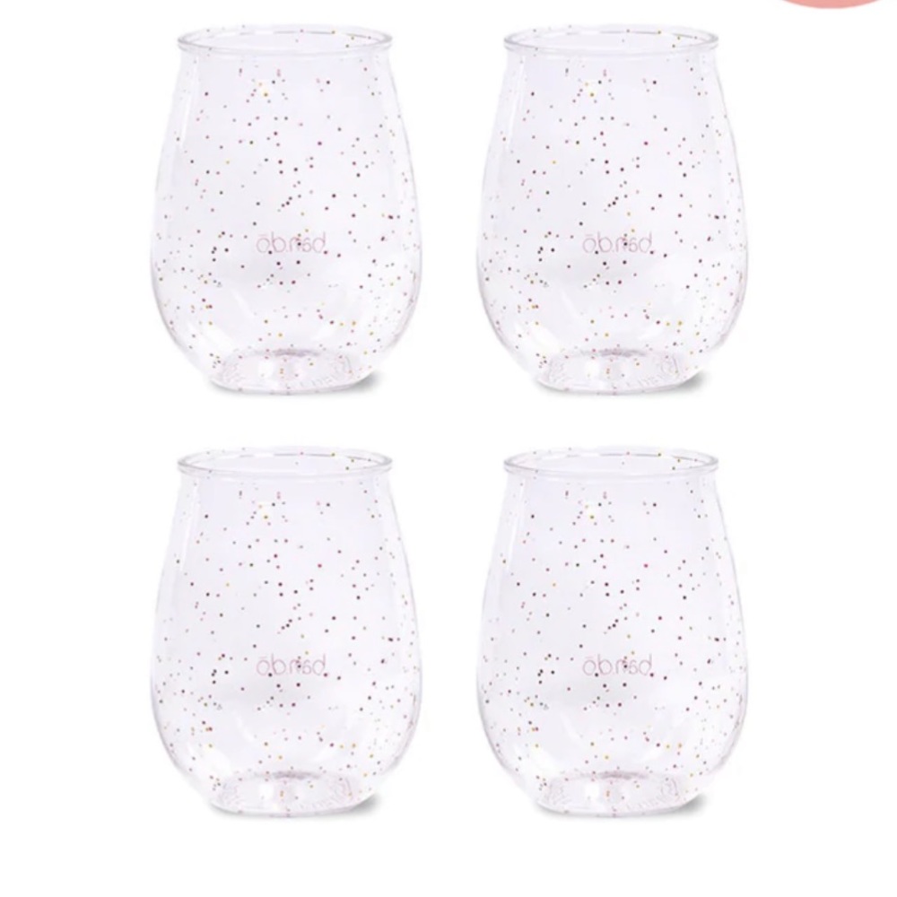 ban.do Stemless Acrylic Wine Glass Set of Four with Glitter Infusion